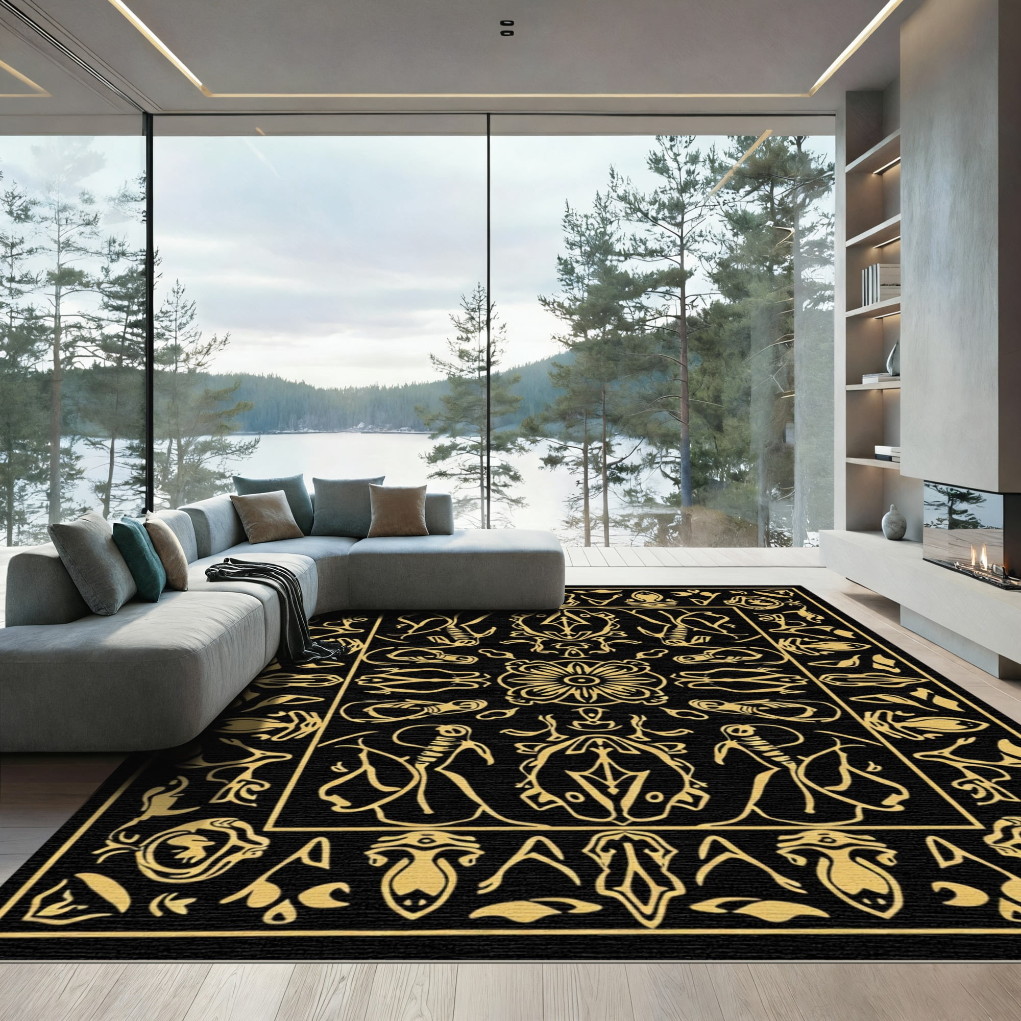 Medieval Area Rug ODIKA 2'x3' Machine Washable Non-Slip Area Rug, Medieval Inspired Totem ...