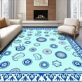 thumbnail image 1 of ODIKA 2'x3' Machine Washable Non-Slip Area Rug, Mediterranean Mosaic Nautical Seaside Maritime Riviera High Traffic Rug with Pad, Blue, 553025, 1 of 8