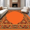 thumbnail image 1 of ODIKA 2'x3' Machine Washable Non-Slip Area Rug, Mehendi Dreamcatcher with Floral Scrollwork and Festive Accents High Traffic Rug, Orange, 709607, 1 of 5