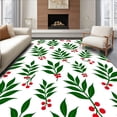 thumbnail image 1 of ODIKA 2'x3' Machine Washable Non-Slip Area Rug, Merry Mistletoe Branch Floor with Holly Berry Botanical Design High Traffic Rug, Green, 734843, 1 of 7