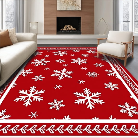 ODIKA 2'x3' Machine Washable Non-Slip Area Rug, Merry Moments Elegant Seasonal Hearth Accent High Traffic Rug, Red, 612324