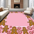 thumbnail image 1 of ODIKA 2'x3' Machine Washable Non-Slip Area Rug, Merry Peppermint Twist Gingerbread Family Celebration Accent High Traffic Rug, Pink, 734836, 1 of 7