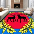 thumbnail image 1 of ODIKA 2'x3' Machine Washable Non-Slip Area Rug, Merry Reindeer Parade with Festooned Bough Borders High Traffic Rug, Blue, 611501, 1 of 7