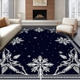 thumbnail image 1 of ODIKA 2'x3' Machine Washable Non-Slip Area Rug, Midnight Celestial Snowflake Tree Skirt with Shimmering Constellation High Traffic Rug, Black, 740767, 1 of 7
