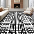 thumbnail image 1 of ODIKA 2'x3' Machine Washable Non-Slip Area Rug, Minimalist Bands Forming Bold Black Grid High Traffic Rug, Black, 458240, 1 of 7
