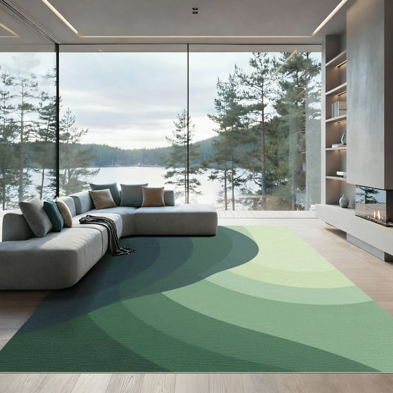 ODIKA 2'x3' Machine Washable Non-Slip Area Rug, Minimalist Gradient Fade Decorative Artistic Floor Statement High Traffic Rug with Pad, Gray, 925683