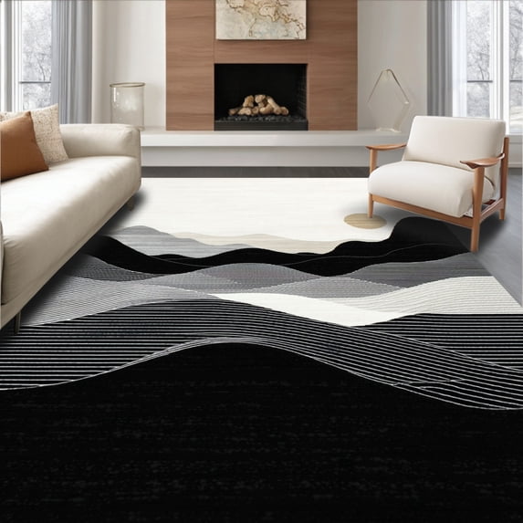 ODIKA 2x3 Machine Washable Non-Slip Area Rug, Minimalist High Traffic Rug with Pad, Gray, 61783