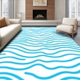 thumbnail image 1 of ODIKA 2'x3' Machine Washable Non-Slip Area Rug, Minimalist Scandinavian Wave Design High Traffic Rug, Blue, 541627, 1 of 7