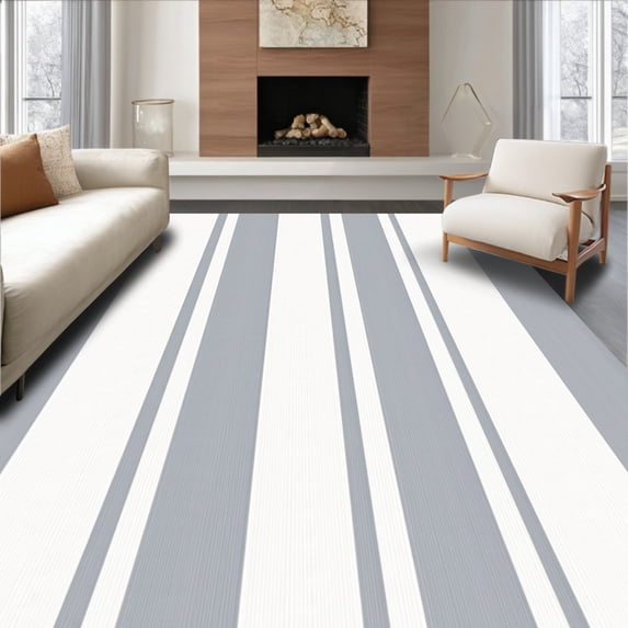ODIKA 2x3 Machine Washable Non-Slip Area Rug, Minimalist Stripes with Contrast in Parallel Bands High Traffic Rug, Gray, 464002