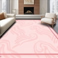 thumbnail image 1 of ODIKA 2'x3' Machine Washable Non-Slip Area Rug, Minimalist Wave Floor With Curved Trim Ornamental Design High Traffic Rug, Pink, 461994, 1 of 7