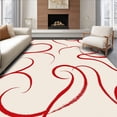 thumbnail image 1 of ODIKA 2'x3' Machine Washable Non-Slip Area Rug, Minimalist Zen Flowing Abstract Brushstroke Monochromatic High Traffic Rug, Red, 657804, 1 of 7
