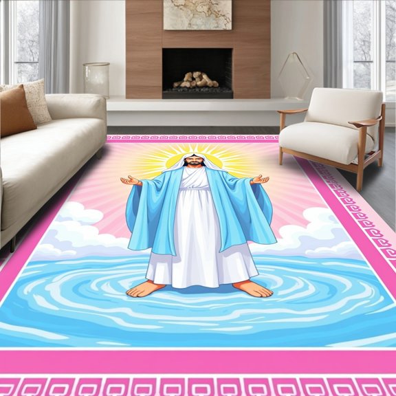 ODIKA 2x3 Machine Washable Non-Slip Area Rug, Miracle Crochet Tapestry Artisan Handicraft High Traffic Rug, Pink, 633932