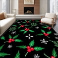 thumbnail image 1 of ODIKA 2'x3' Machine Washable Non-Slip Area Rug, Mistletoe Holly Berry Entrance Greeting Layered Arrangement High Traffic Rug with Pad, Black, 652899, 1 of 8
