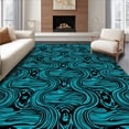 thumbnail image 1 of ODIKA 2'x3' Machine Washable Non-Slip Area Rug, Modern Boho Interlocking Wave High Traffic Rug, Teal, 335046, 1 of 7