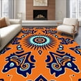 thumbnail image 1 of ODIKA 2'x3' Machine Washable Non-Slip Area Rug, Modern Boho Medallion Featuring Painterly Waves and Dotted Accents High Traffic Rug, Orange, 552234, 1 of 7