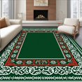 thumbnail image 1 of ODIKA 2'x3' Machine Washable Non-Slip Area Rug, Modern Holiday with Mistletoe and Berry Details High Traffic Rug with Pad, Green, 626877, 1 of 8
