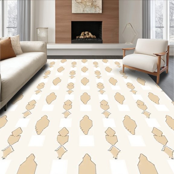 ODIKA 2x3 Machine Washable Non-Slip Area Rug, Modern Honeycomb Trellis Fluffy Decorative Floor High Traffic Rug, Beige, 588511