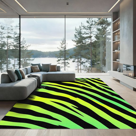 ODIKA 2x3 Machine Washable Non-Slip Area Rug, Modern Lime Green High Traffic Rug, Green, 1017827