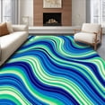 thumbnail image 1 of ODIKA 2'x3' Machine Washable Non-Slip Area Rug, Modern Marbled Swirl Fluid Dynamic Sophisticated High Traffic Rug with Pad, Blue, 534914, 1 of 8