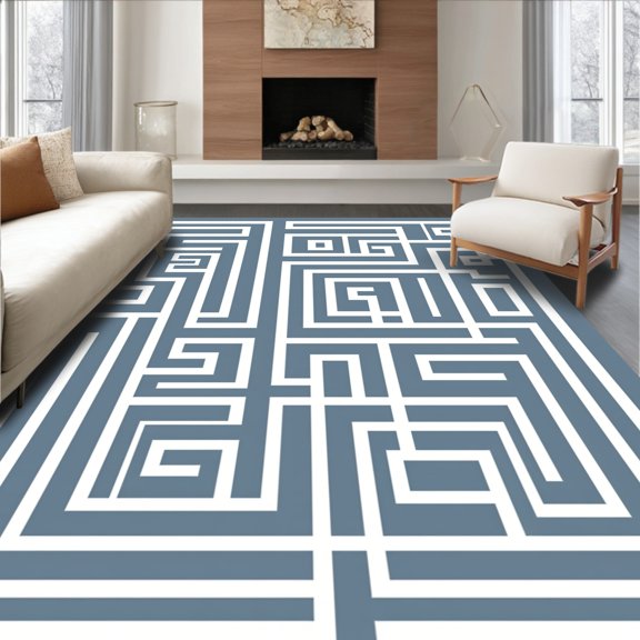 ODIKA 2x3 Machine Washable Non-Slip Area Rug, Modern Maze Interlocking with Nordic Minimalist Influence High Traffic Rug, Gray, 701400