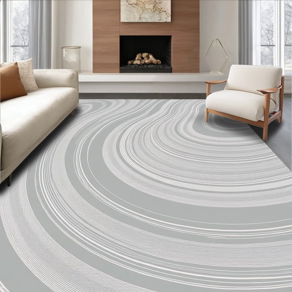 ODIKA 2x3 Machine Washable Non-Slip Area Rug, Modern Minimalist Wave Ripple Effect Sculptural Surface Treatment High Traffic Rug, Gray, 661600