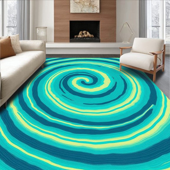 ODIKA 2x3 Machine Washable Non-Slip Area Rug, Modern Ripple Effect Artistic Decoration High Traffic Rug, Blue, 496247