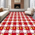 thumbnail image 1 of ODIKA 2'x3' Machine Washable Non-Slip Area Rug, Modern Yuletide Tartan with Sleigh Bell Motif High Traffic Rug, Red, 616272, 1 of 7