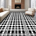 thumbnail image 1 of ODIKA 2'x3' Machine Washable Non-Slip Area Rug, Monochrome Plaid Accent with Classic Checkerboard Style High Traffic Rug, Black, 513354, 1 of 7