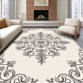 thumbnail image 1 of ODIKA 2'x3' Machine Washable Non-Slip Area Rug, Motif with Scrollwork and Vintage Filigree High Traffic Rug with Pad, Black, 542420, 1 of 8