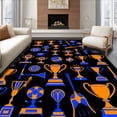 thumbnail image 1 of ODIKA 2'x3' Machine Washable Non-Slip Area Rug, Multi Sport Championship Trophy Display Bath Accessory High Traffic Rug, Black, 684309, 1 of 7