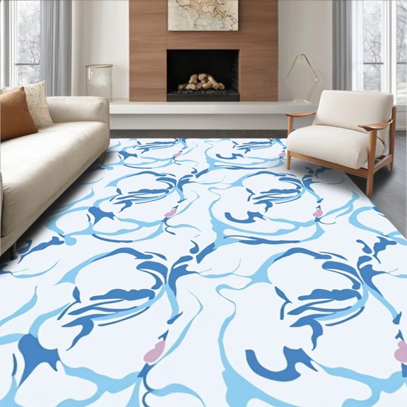 ODIKA 2x3 Machine Washable Non-Slip Area Rug, Mystic Smoke Spiral Elegant Minimalist Artistic Statement High Traffic Rug, White, 490332