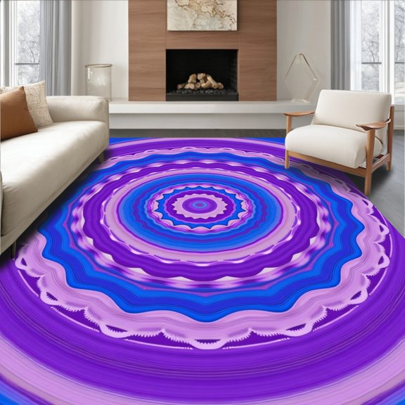 ODIKA 2x3 Machine Washable Non-Slip Area Rug, Mystic Waves Ripple Effect Hypnotic Zen Tranquil Harmonious High Traffic Rug, Purple, 444223