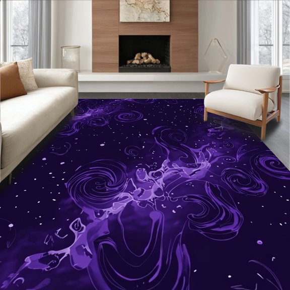 ODIKA 2x3 Machine Washable Non-Slip Area Rug, Mystical Starry Night Sky Dreamy Comfort Zen Tranquil Space Enhancer High Traffic Rug, Purple, 729675