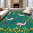 thumbnail image 1 of ODIKA 2'x3' Machine Washable Non-Slip Area Rug, Mythical Salamander Graphic Artistic Accent High Traffic Rug with Pad, Green, 721735, 1 of 8