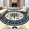 thumbnail image 1 of ODIKA 2'x3' Machine Washable Non-Slip Area Rug, Nautical Anchor Compass Rose Maritime Navigation Chart High Traffic Rug, Ivory, 454696, 1 of 7