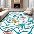 thumbnail image 1 of ODIKA 2'x3' Machine Washable Non-Slip Area Rug, Nautical Explorer Life Alphabet Learning Tactile High Traffic Rug with Pad, Blue, 685108, 1 of 8