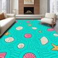thumbnail image 1 of ODIKA 2'x3' Machine Washable Non-Slip Area Rug, Nautical Seashell Starfish Underwater Theme High Traffic Rug, Pink, 702898, 1 of 7