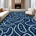 thumbnail image 1 of ODIKA 2'x3' Machine Washable Non-Slip Area Rug, Nautical Voyage Interlocking Anchors and Marine Rope with Starfish High Traffic Rug, Navy, 715645, 1 of 7