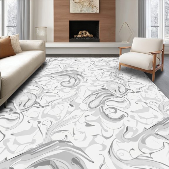 ODIKA 2x3 Machine Washable Non-Slip Area Rug, Nebula Wisp Celestial Cosmic Spiral Modern Sophisticated Deluxe High Traffic Rug, Ivory, 529782