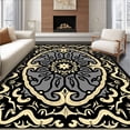 thumbnail image 1 of ODIKA 2'x3' Machine Washable Non-Slip Area Rug, Noble Curvilinear Flowing Symmetrical Exclusive Ornate High Traffic Rug with Pad, Black, 592271, 1 of 8