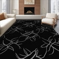 thumbnail image 1 of ODIKA 2'x3' Machine Washable Non-Slip Area Rug, Noir Velvet Skirt Featuring Interlocking Starburst and Wave Accents High Traffic Rug, Black, 630786, 1 of 7