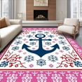 thumbnail image 1 of ODIKA 2'x3' Machine Washable Non-Slip Area Rug, Nordic Anchor Crest Design with Delicate Snowflake Details High Traffic Rug, Pink, 645590, 1 of 7