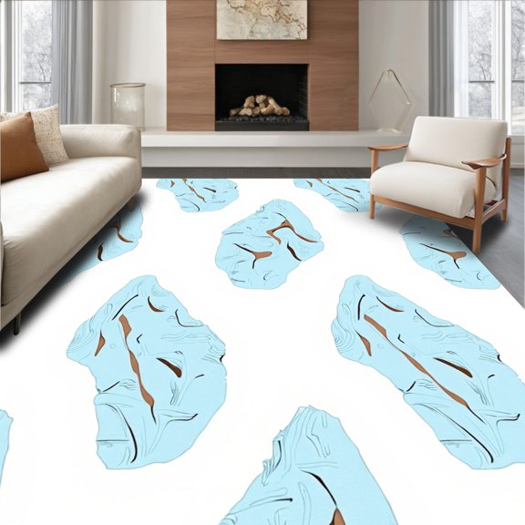 ODIKA 2x3 Machine Washable Non-Slip Area Rug, Nordic Crystal Artistic Scandinavian Entryway High Traffic Rug, Blue, 496799