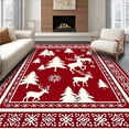 thumbnail image 1 of ODIKA 2'x3' Machine Washable Non-Slip Area Rug, Nordic Elk Forest Enchanted Snowy Celebration High Traffic Rug with Pad, Red, 623224, 1 of 8