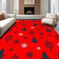 thumbnail image 1 of ODIKA 2'x3' Machine Washable Non-Slip Area Rug, Nordic Fir Branches with Interlocking Snowflake Embellishments High Traffic Rug, Red, 624418, 1 of 7