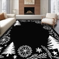 thumbnail image 1 of ODIKA 2'x3' Machine Washable Non-Slip Area Rug, Nordic Fir with Snowflake and Winter High Traffic Rug with Pad, Black, 630480, 1 of 8