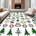 thumbnail image 1 of ODIKA 2'x3' Machine Washable Non-Slip Area Rug, Nordic Inspired Snowman and Pine Tree Medley with Festive High Traffic Rug with Pad, Green, 730503, 1 of 8