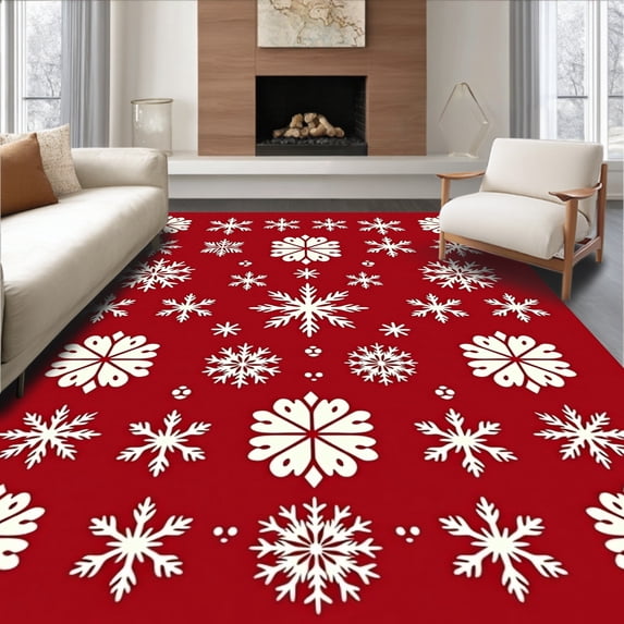 ODIKA 2'x3' Machine Washable Non-Slip Area Rug, Nordic Jubilee Captivating Household Enhancement High Traffic Rug with Pad, Red, 632584