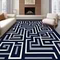 thumbnail image 1 of ODIKA 2'x3' Machine Washable Non-Slip Area Rug, Nordic Maze Featuring Interlocking Paths and Minimalist Accents High Traffic Rug, Navy Blue, 526963, 1 of 7