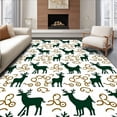 thumbnail image 1 of ODIKA 2'x3' Machine Washable Non-Slip Area Rug, Nordic Reindeer Mosaic with Evergreen Filigree High Traffic Rug with Pad, Green, 654801, 1 of 8